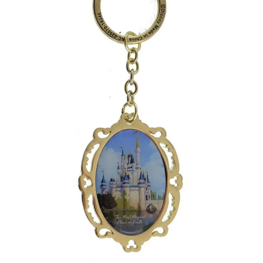 Disney Parks Magic Kingdom Fireworks Cinderella Castle Keychain 2 Sided NWT - Picture 1 of 2